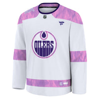 Edmonton Oilers White Hockey Fights Cancer Survivor Practice Jersey
