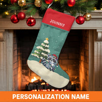 Personalized Raccoon Holiday Stocking, Adorable Woodland Raccoon Christmas Stocking, Forest Animal Christmas Stocking, Comfy Winter Decor Present