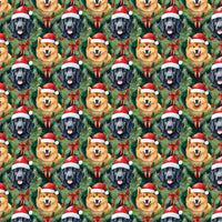 Christmas Dog Wreath Gift Wrap, Flat-Coated Retriever and Shiba Inu Wrapping Paper, Adorable Puppy Holiday Wrapping Paper, Pet Lover Xmas Wrap