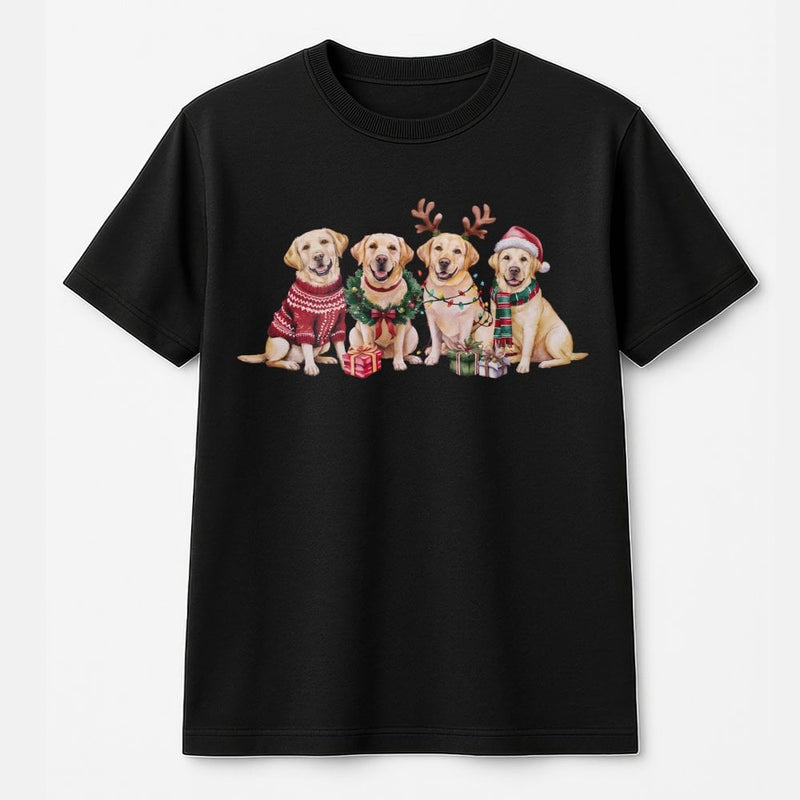 Festive Dog Holiday Graphic Tee, Yellow Labrador Christmas Shirt, Adorable Lab Xmas T-Shirt, Winter Dog Lover Shirt, Present for Pet Owners
