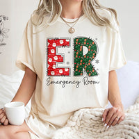Festive Medical Staff Holiday Graphic Tee, ER Emergency Room Christmas T-Shirt, ER Nurse Doctor Xmas Shirt, Hospital Crew Gameday Tee