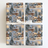 Comfy Glowing Town Gift Wrap, Nostalgic Winter Village Wrapping Paper, Snowy Christmas Wrapping Paper, Traditional Holiday Gift Wrap Roll
