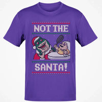 Humorous Holiday Dino Graphic Tee, Not the Santa Dinosaur Christmas Shirt, Retro Ugly Sweater T-Shirt, Dinosaur Lover Xmas Present Shirt