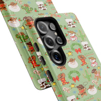 Western Gingerbread Cactus Santa Pattern Cover, Howdy Christmas Cowboy Samsung Galaxy Phone Case, Country Christmas Holiday Phone Case