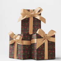 Red Tartan Dog Gift Wrap, Pawliday Plaid Wrapping Paper, Christmas Dog Paw Wrapping Paper, Holiday Plaid Gift Wrap, Dog Lover Christmas Present