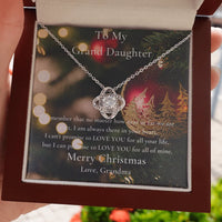 Christmas Knot Pendant Necklace, Love Knot Necklace for Granddaughter, 14k White Gold Finish Jewelry, Keepsake from Grandma Grandparents