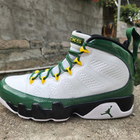 High Top Sneakers, White Green Colorway, Lace Up Design, Casual Gift for Sneaker Fans