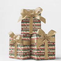 Candy Cane Stripe Gift Wrap, Christmas Wrapping Paper, Red Green Gold Polka Dot Holiday Paper, Festive Present Wrap, Seasonal Roll