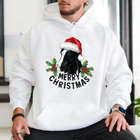 Santa Hat Equestrian Hooded Sweatshirt, Horse Merry Christmas Hoodie, Festive Horse Lover Pullover Hoodie, Adorable Winter Holiday Present for Her