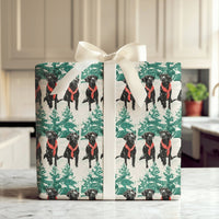 Red Scarf Dog Holiday Gift Wrap, Black Labrador Wrapping Paper, Snowy Winter Christmas Wrapping Paper, Dog Lover Wrapping Paper Roll
