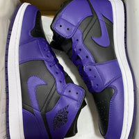 Mid Top Sneakers, Black Purple Colorway, Lace Up Design, Casual Gift for Sneaker Fans