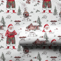 Humorous BBQ Christmas Wrapping Paper, Grilling Santa Wrapping Paper, Winter Cookout Holiday Gift Wrap, Grill Master Gift Wrapping Paper Roll