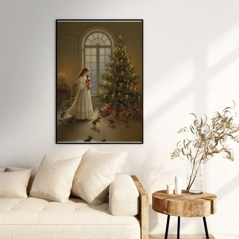 Clara and Mouse King Scene Poster, Nutcracker Ballet Wall Art, Christmas Holiday Fine Art Print, Winter Nutcracker Storybook Wall Decor