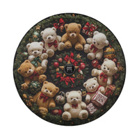 Festive Christmas Holiday Wheel Cover, Teddy Bear Wreath Spare Tire Cover, Adorable Winter Decor Tire Cover for Jeep SUV Truck