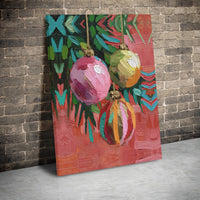 Holiday Ornament Canvas Print, Christmas Ornament Wall Art, Impressionist Christmas Canvas Art, Festive Wall Decor, Winter Season Present