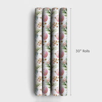 Watercolor Ornament Holiday Gift Wrap, Pink Christmas Wrapping Paper, Pine and Berry Wrapping Paper, Elegant Winter Wrapping Paper Roll