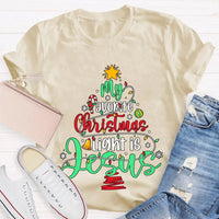 Christian Christmas T-Shirt, My Favorite Christmas Light Is Jesus Shirt, Religious Holiday Graphic Tee, Jesus Christmas Light Faith Shirt