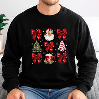 Red Bows Holiday Sweatshirt, Retro Santa Christmas Sweatshirt, Vintage Adorable Santa Graphic Crewneck, Festive Xmas Sweatshirt Present