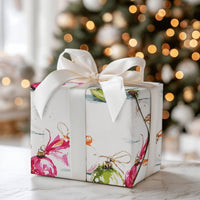 Pink Green Christmas Wrapping Paper, Watercolor Ornament Wrapping Paper, Holiday Bauble Wrapping Paper, Festive Winter Holiday Gift Wrap