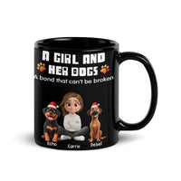 A Girl and Her Dogs Christmas Coffee Cup, Dog Mom Ceramic Mug, Winter Pet Lover Drinkware, Adorable Holiday Present for Puppy Mama Women