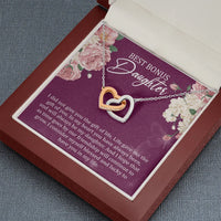 Interlocking Hearts Necklace, Bonus Daughter Necklace, Stepdaughter Pendant Necklace, Meaningful Birthday Jewelry, Christmas Present for Her