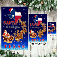 Double Sided Texas State Holiday Flag, Santa Is Coming to Texas Christmas Garden Flag, Festive Lone Star Yard Decor Present for Texans