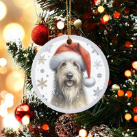 Santa Hat Dog Ceramic Ornament, Glen of Imaal Terrier Christmas Ornament, Glen of Imaal Terrier Holiday Tree Ornament, Puppy Lover Present