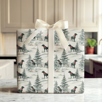 Winter Forest Dog Gift Wrap, Watercolor Black Lab Christmas Wrapping Paper, Red Bandana Xmas Wrapping Paper, Pet Lover Holiday Gift Wrap