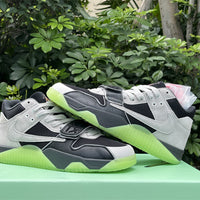 Mid Top Sneakers, Black Green Colorway, Glow in the Dark Detail, Lace Up Design, Casual Gift for Sneaker Fans