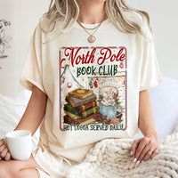 Festive Christmas Reading Graphic Tee, North Pole Book Club Shirt, Comfy Holiday Bookish T-Shirt, Adorable Xmas Reader Shirt, Present for Book Lover
