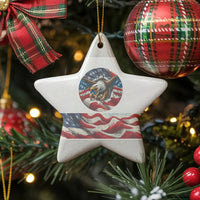 Star Shaped Ceramic Keepsake, Patriotic American Flag Eagle Ornament, Patriotic Christmas Ornament, Veteran American Eagle Decor