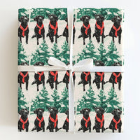 Red Scarf Dog Holiday Gift Wrap, Black Labrador Wrapping Paper, Snowy Winter Christmas Wrapping Paper, Dog Lover Wrapping Paper Roll