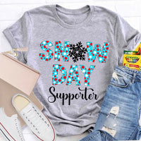 Polka Dot Winter Holiday Graphic Tee, Snow Day Supporter Snowflake Shirt, Christmas Season T-Shirt, Adorable Teacher Winter Present