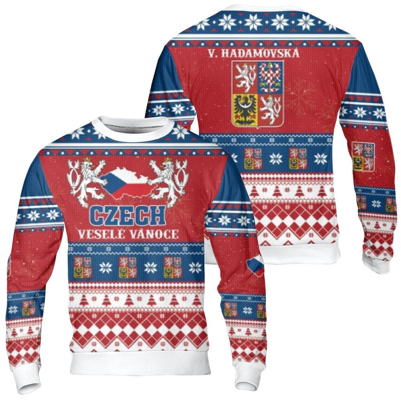Czech Coat of Arms Ugly Sweater, Czech Republic Ugly Christmas Sweater, Traditional Heritage Holiday Sweater, Prague Festive Xmas Crewneck
