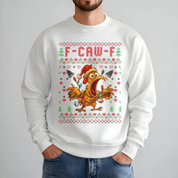 Ugly Holiday Poultry Sweatshirt, F-Caw-F Humorous Chicken Christmas Sweatshirt, Humorous Farm Xmas Sweatshirt, Farmer Crewneck, Chicken Lover Present