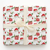 Santa Hat Cat Gift Wrap, Christmas Kitten Wrapping Paper, Adorable Watercolor Kitty Wrapping Paper, Festive Holiday Gift Wrap for Cat Lover