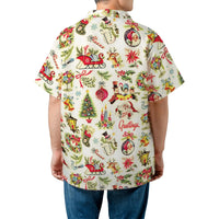 Retro Santa Snowman Aloha Shirt, Vintage Christmas Hawaiian Shirt, Winter Holiday Season Beach Button Up, Xmas Party Present for Men