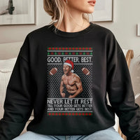 Humorous Holiday Football Crewneck, Football Player Ugly Christmas Sweatshirt, Motivational Quote Football Pullover, Sports Fan Xmas Present