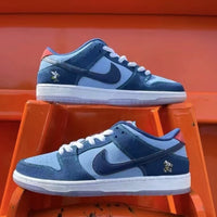 Low Top Skate Shoes, Blue Colorway, Lace Up Design, Casual Gift for Shoe Lovers