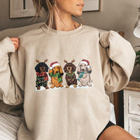 Holiday Wiener Dog Sweater, Dachshund Christmas Sweatshirt, Adorable Retro Animal Aesthetic Pullover, Festive Dog Mom Xmas Crewneck