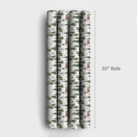 Watercolor Pine Forest Gift Wrap, Country Church Wrapping Paper, Rustic Chapel Present Wrap, Religious Christmas Holiday Paper