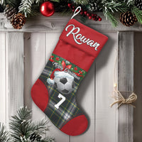 Custom Name and Jersey Number Holiday Stocking, Personalized Soccer Christmas Stocking, Plaid Xmas Stocking, Holiday Decor Present