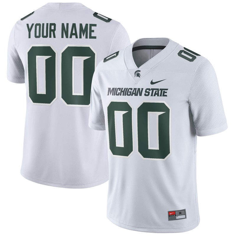 Michigan State Spartans Football Custom Game Jersey - White