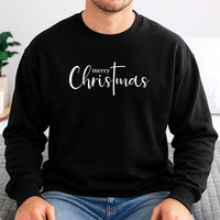 Christian Holiday Script Crewneck, Merry Christmas Cross Sweatshirt, Faith Based Religious Sweater, Minimalist Christmas Sweatshirt Present