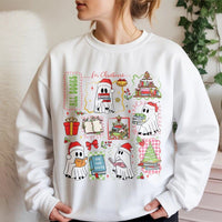 Book Lover Holiday Sweater, Reading Ghost Christmas Sweatshirt, Adorable Spooky Bookish Crewneck, Librarian Xmas Sweatshirt, Reader Present for Her