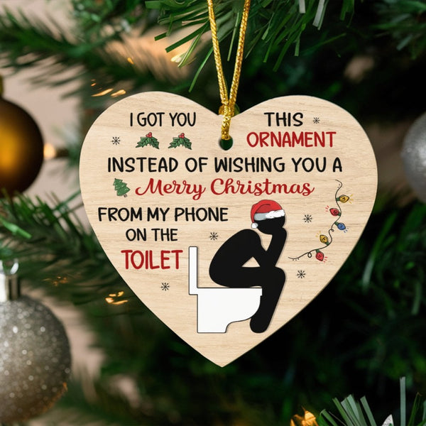 Rude Gag Present Christmas Heart Keepsake, Humorous Toilet Humor Heart Ornament, Ceramic Holiday Tree Decor, Secret Santa Hea