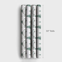 Watercolor Pine Christmas Wrapping Paper, Retro Blue Car with Tree Wrapping Paper, Vintage Winter Holiday Gift Wrap, Festive Xmas Paper Roll