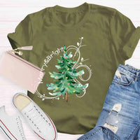 Festive Holiday Graphic Tee, Merry and Bright Christmas Tree Shirt, Retro Xmas Tree T-Shirt, Christmas Season Apparel, Winter Holiday Present