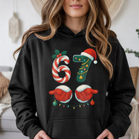 Candy Cane Holiday Sweatshirt, 67 Christmas Hoodie, Humorous Gen Alpha Meme Xmas Pullover, Sarcastic Teen Holiday Hooded Sweater Present
