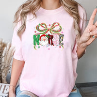 Santa Coquette Bow Medical Tee, Christmas Nurse T-Shirt, Adorable Holiday Nurse Shirt, Festive Healthcare Worker T-Shirt, Nurse Present for Her